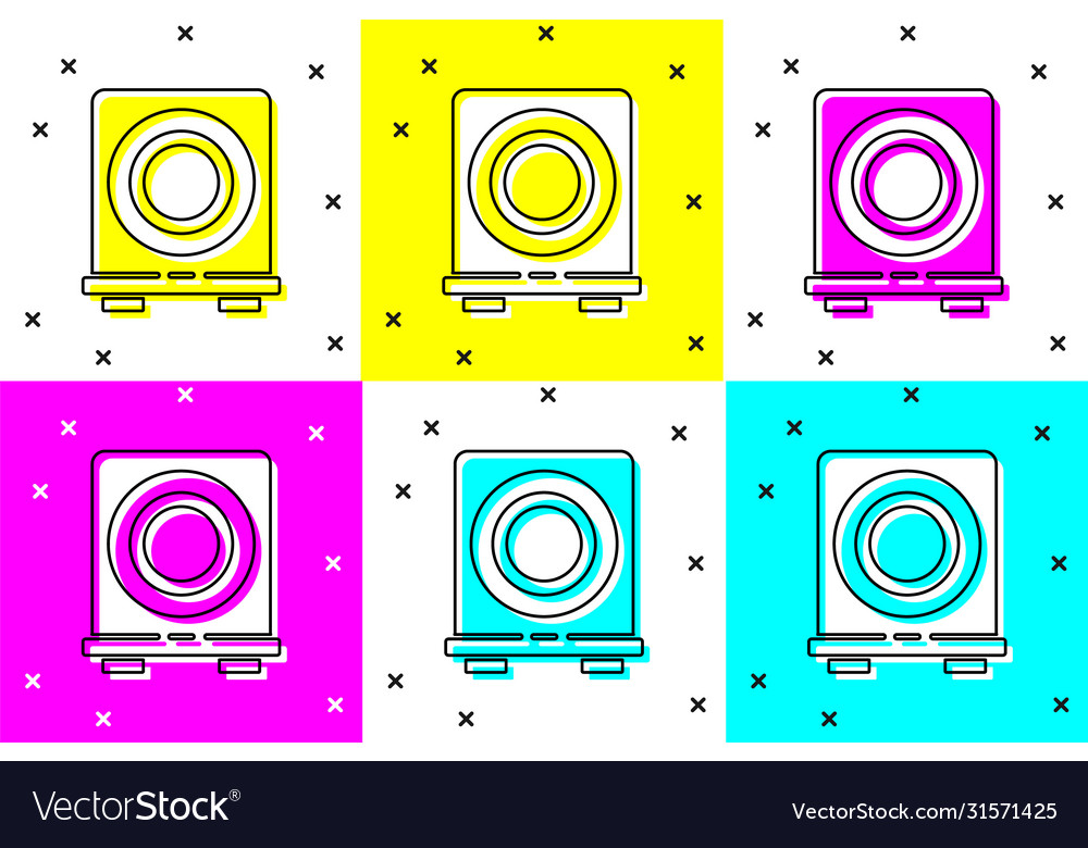 Set Electric Stove Icon Isolated On Color Vector Image