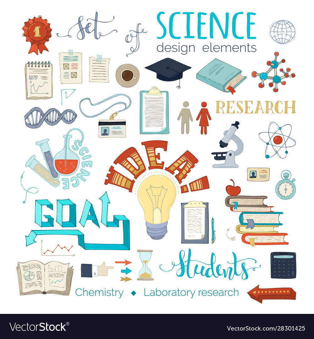 Set science design elements and icons Royalty Free Vector