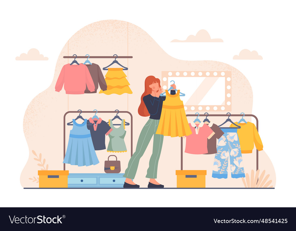 Woman In Dressing Room Concept Royalty Free Vector Image