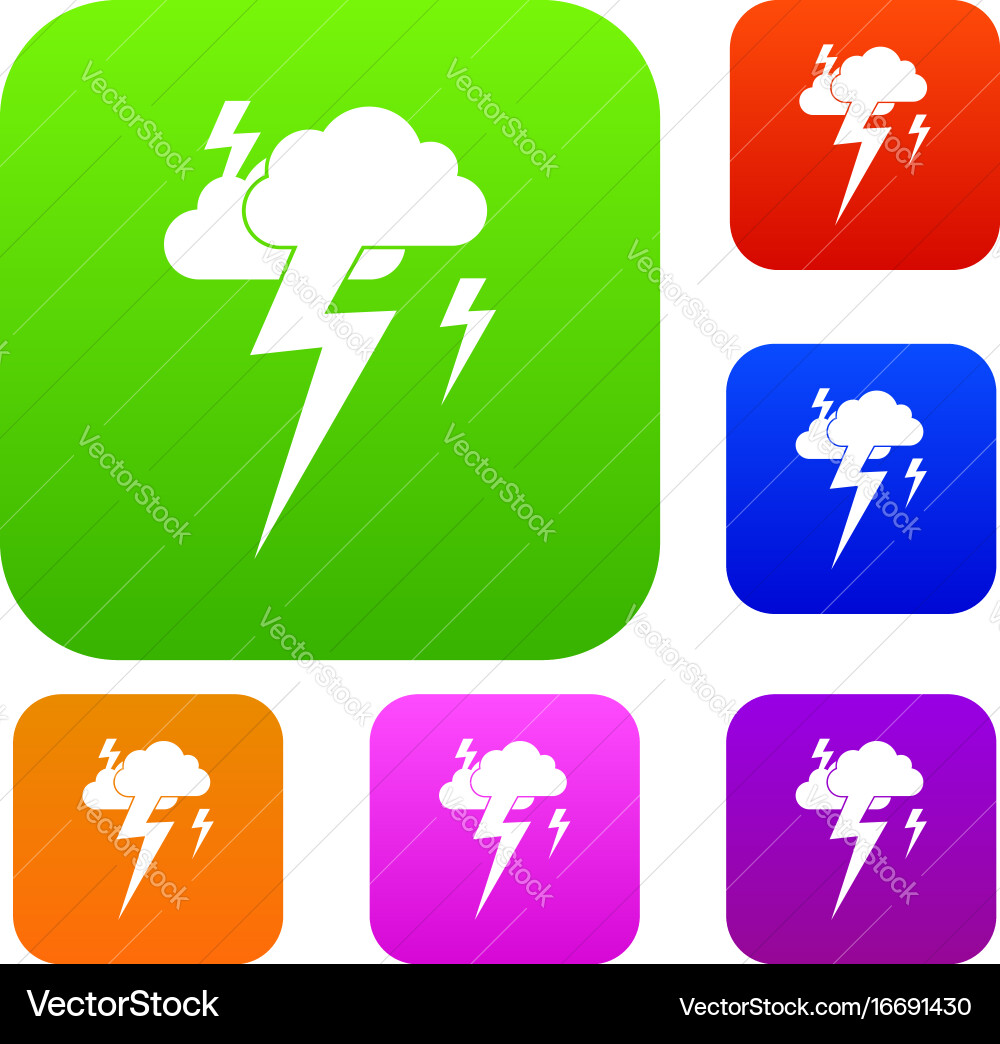 Cloud and lightning set collection Royalty Free Vector Image