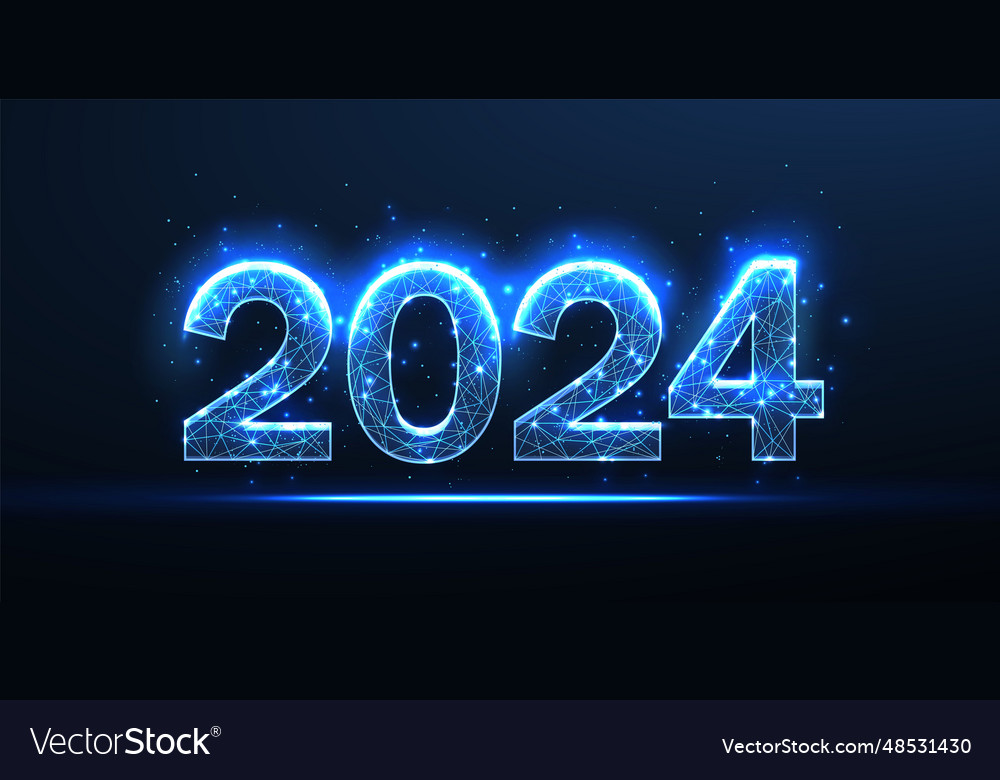 Digital numbers 2024 new year blue background Vector Image