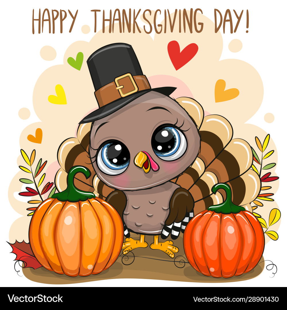 Greeting card with turkey bird Royalty Free Vector Image