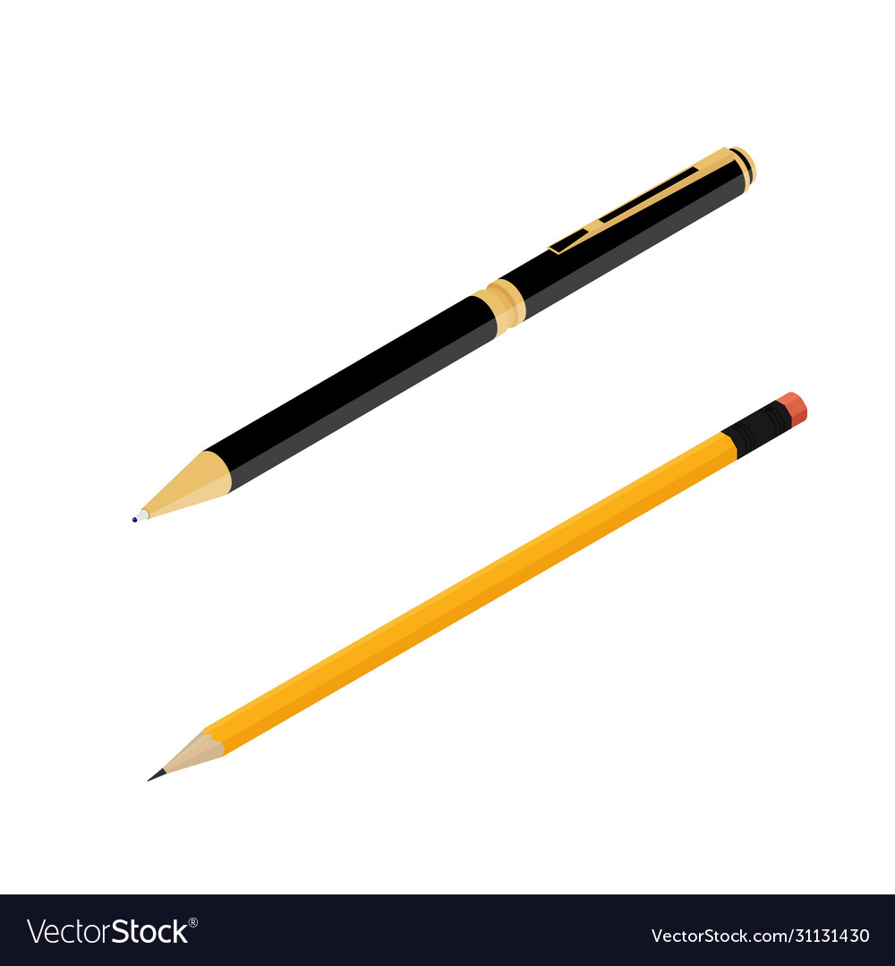 Office stationery ballpoint pen and pencil Vector Image