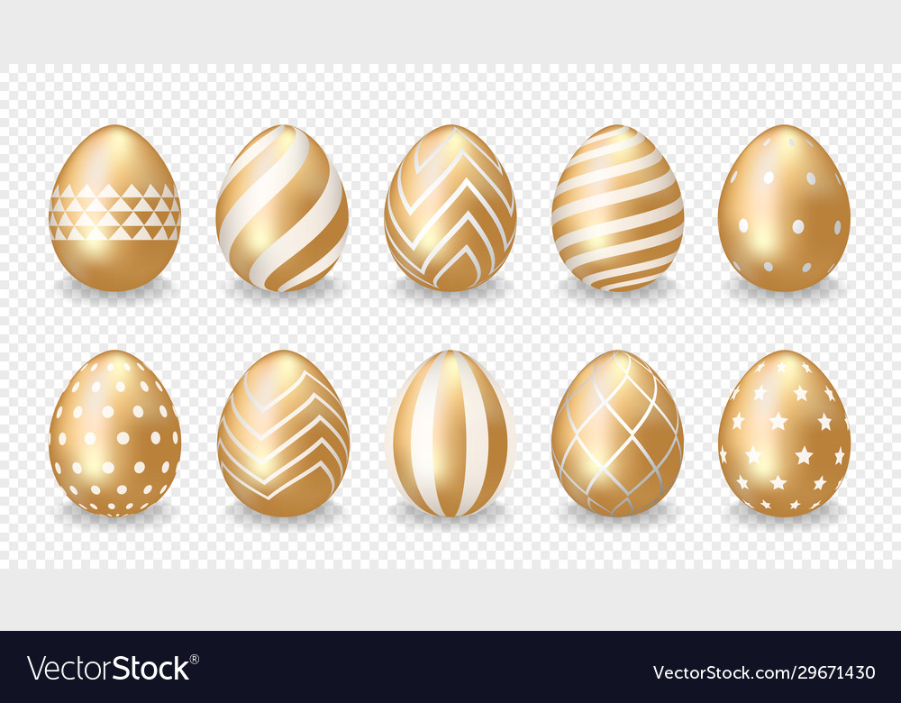 Set golden easter eggs