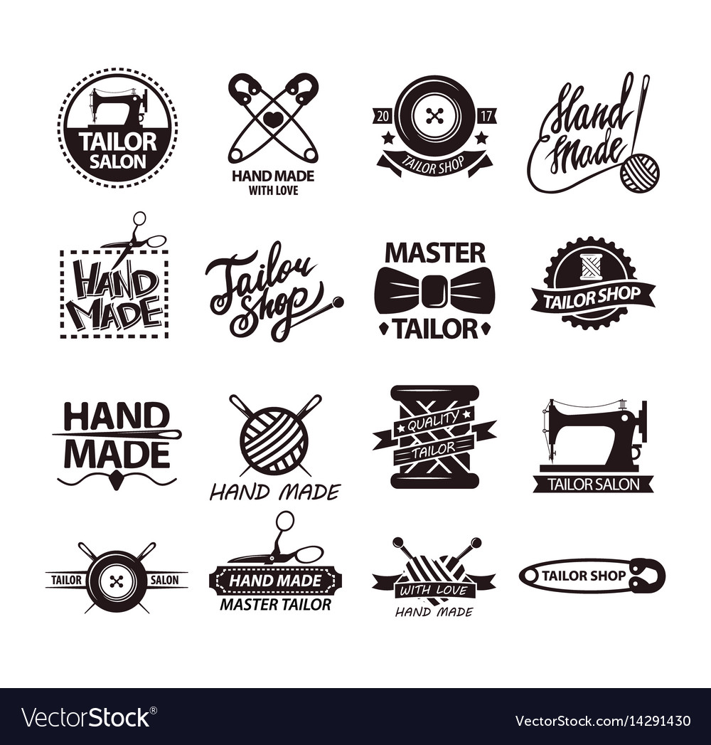 Set of logos for handmade shops tailor salon