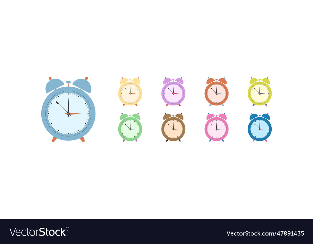 A set of different alarm clocks