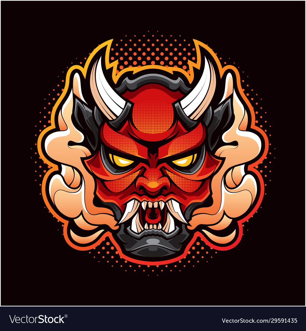 Oni head mascot logo Royalty Free Vector Image