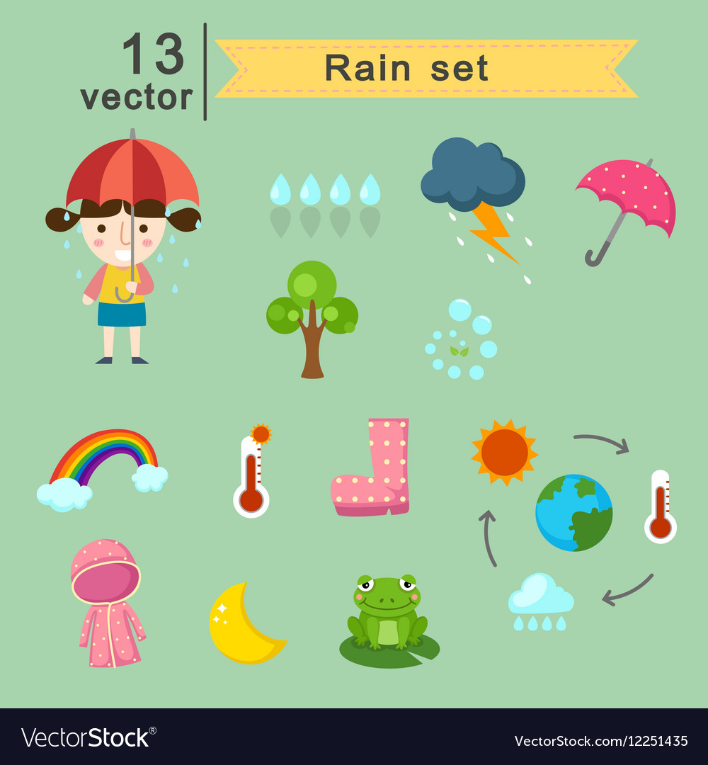Rain setting. Дождь вектор. Тематический комплект дождик. Rainy vector. Rain Set.