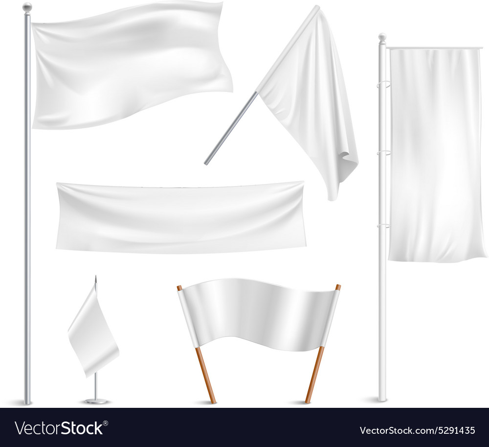 White flags pictograms collection Royalty Free Vector Image