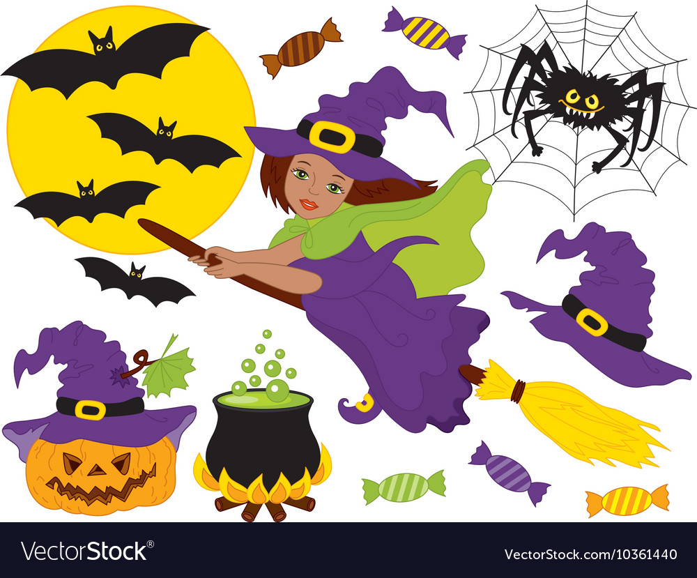 African american witch - halloween Royalty Free Vector Image