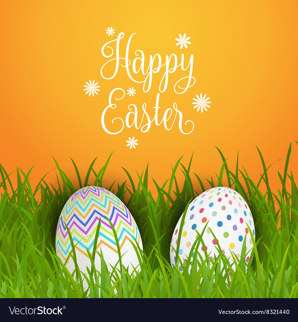 Easter eggs in grass Royalty Free Vector Image