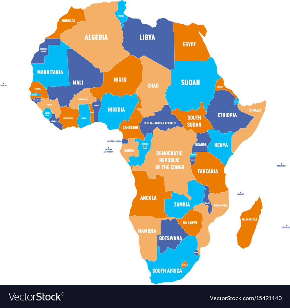 Multicolored political map africa continent Vector Image