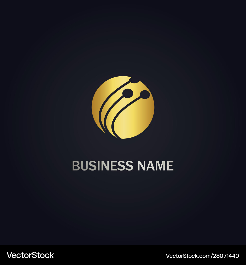 Round abstract technology gold logo Royalty Free Vector