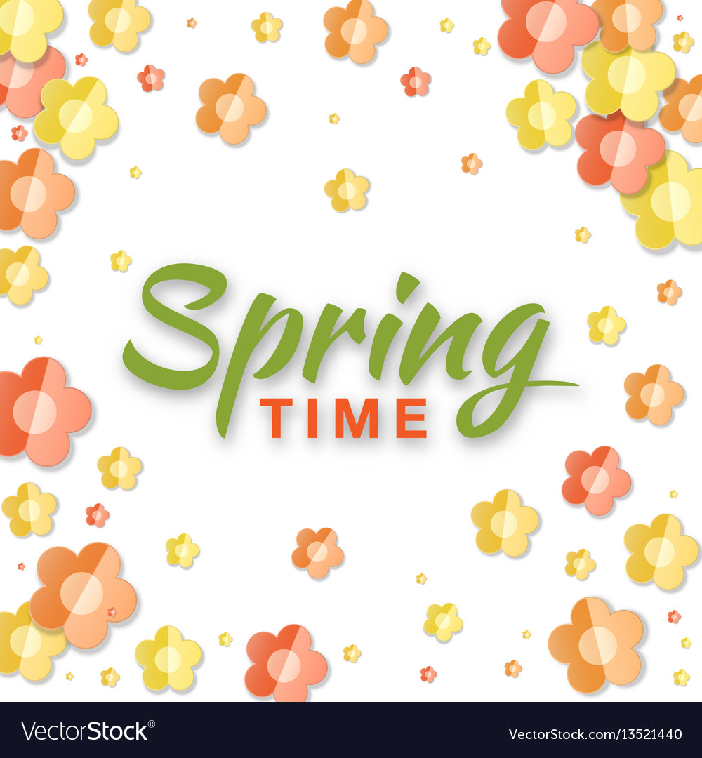 Spring time banner background with paper flowers Vector Image