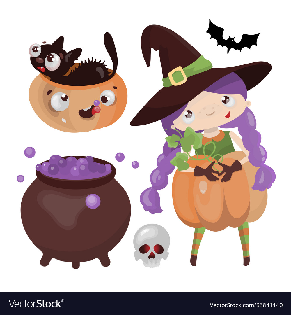 Witch halloween hand drawn cartoon vector image Witch halloween hand drawn cartoon