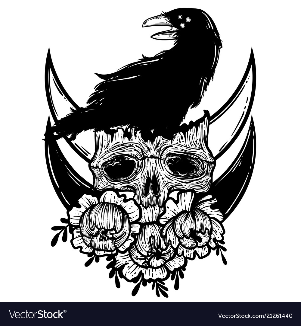 Raven Skull SVG