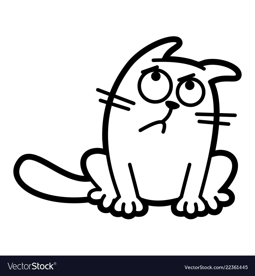 Cat cartoon character coloring page black Vector Image