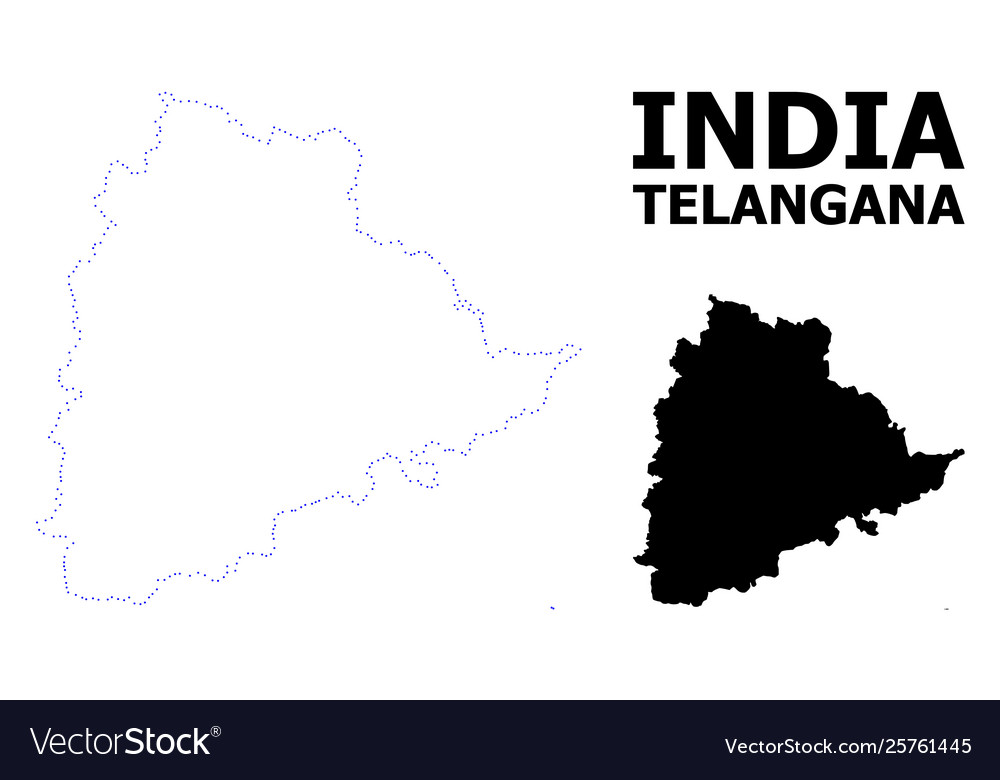 Contour dotted map telangana state Royalty Free Vector Image