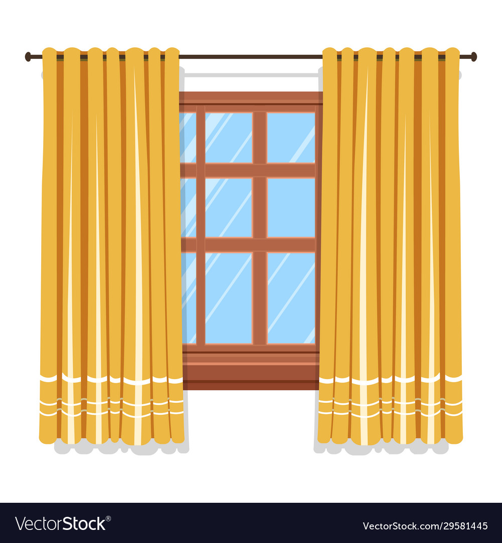 Curtains on window isolated icon blinders or Vector Image