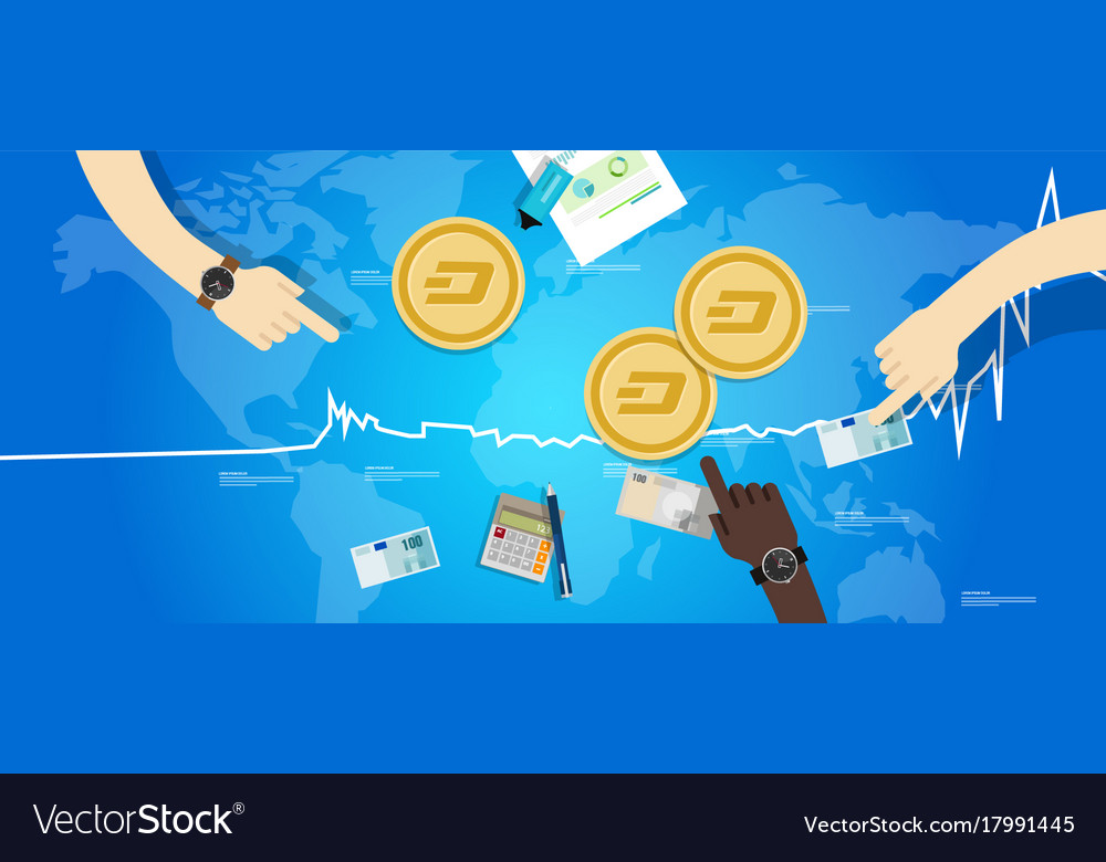 Dash Coin Increase Exchange Value Digital Virtual Vector Image