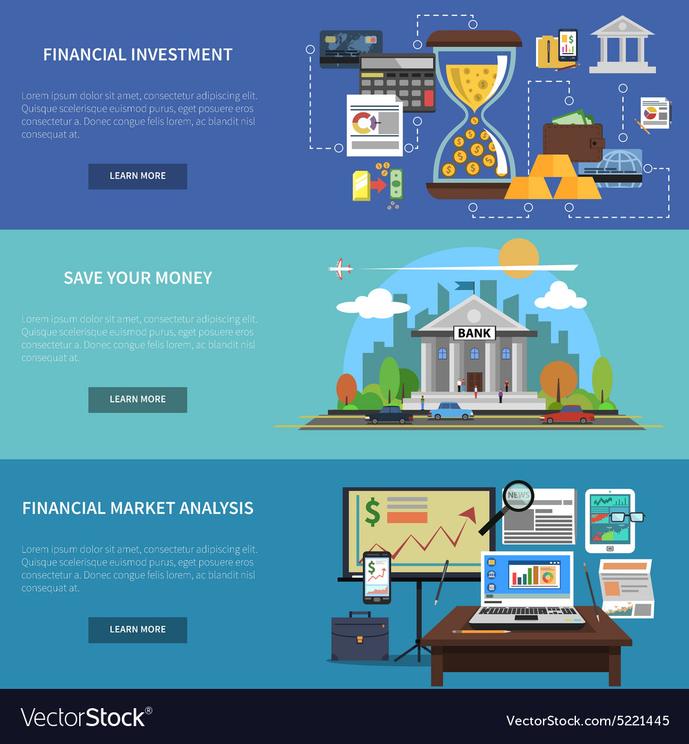 Finance Banner Horizontal Set Royalty Free Vector Image