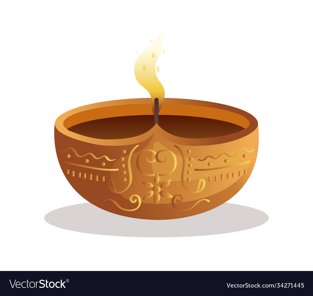 Happy Diwali Diya Candle Isolated Design Vector Image Happy Diwali Diya Candle Isolated Design Vector Image