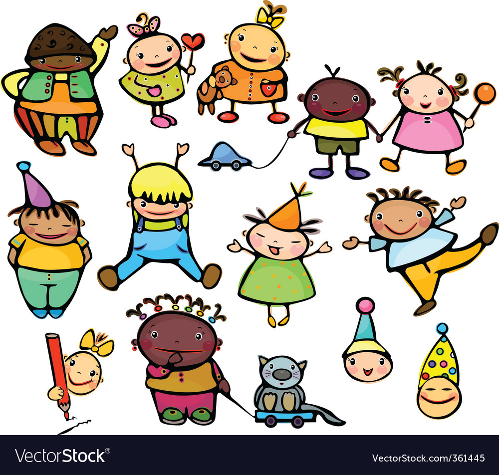 Happy kids Royalty Free Vector Image - VectorStock