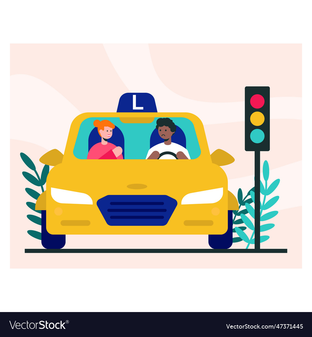 Process of learning to drive student learns vector image