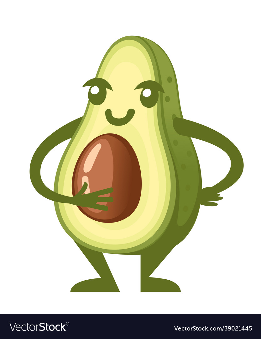 Sliced half full avocado mascot cartoon character Vector Image