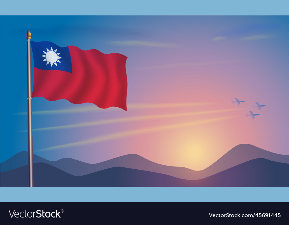 Taiwan flag in the morning sun Royalty Free Vector Image