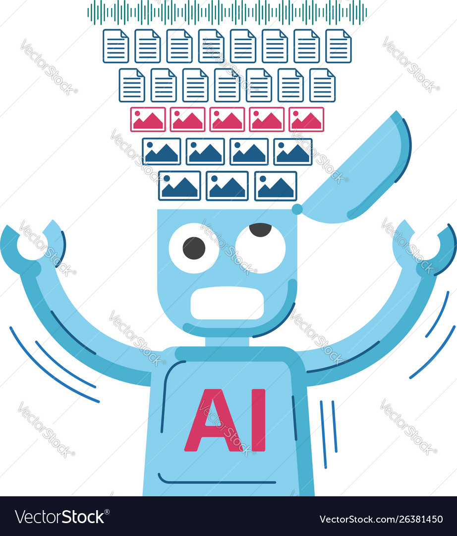Ai robot is educated and getting data Royalty Free Vector