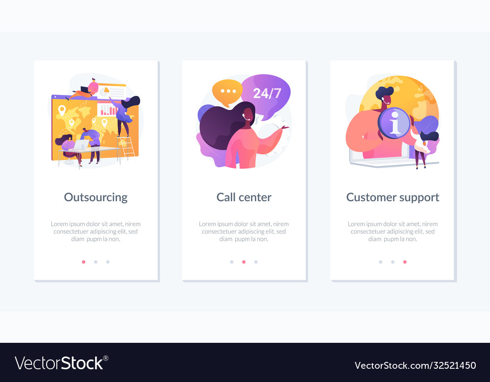 Customer support app interface template Royalty Free Vector