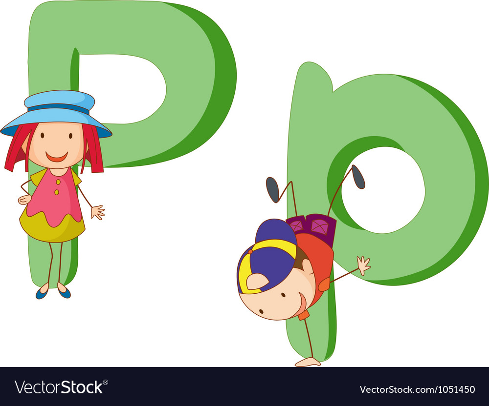 Kids in the letters series Royalty Free Vector Image