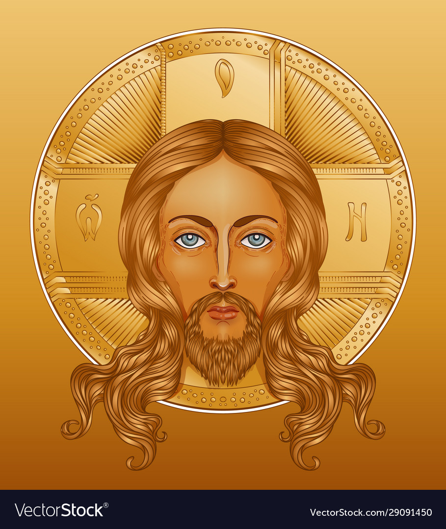 Orthodox jesus christ with halo beautiful Vector Image