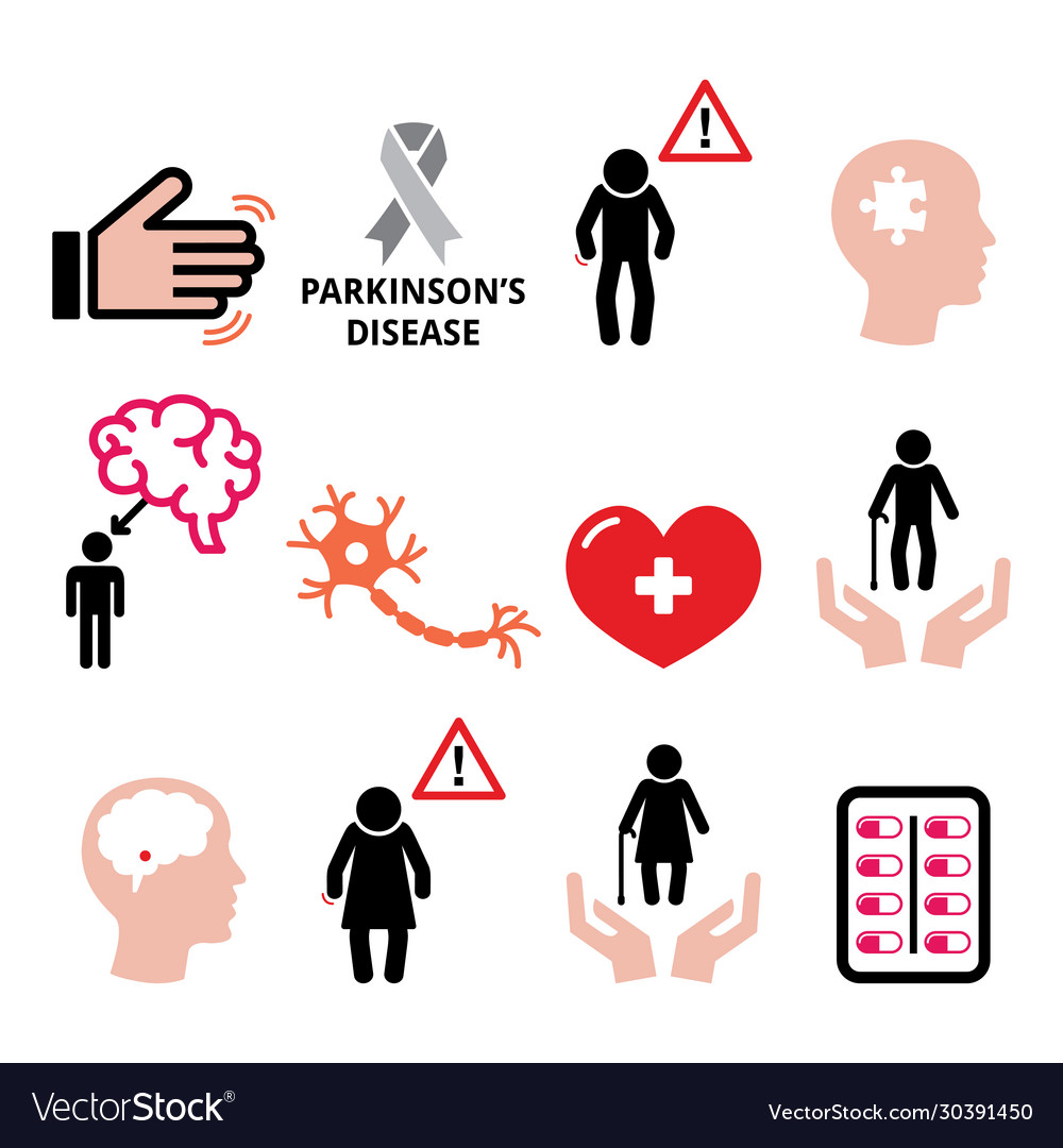 Parkinsons Disease Seniors Health Icons Set Vector Image 5797