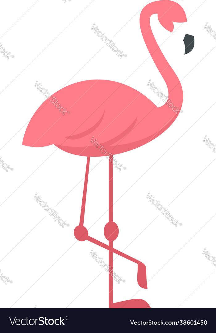 Pink flamingo icon flat isolated Royalty Free Vector Image