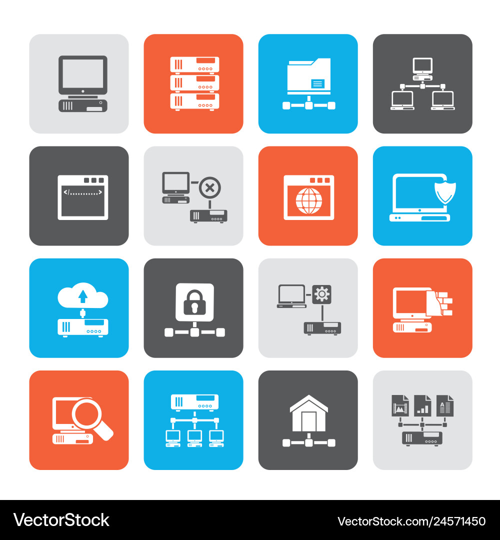 Server and network icons Royalty Free Vector Image