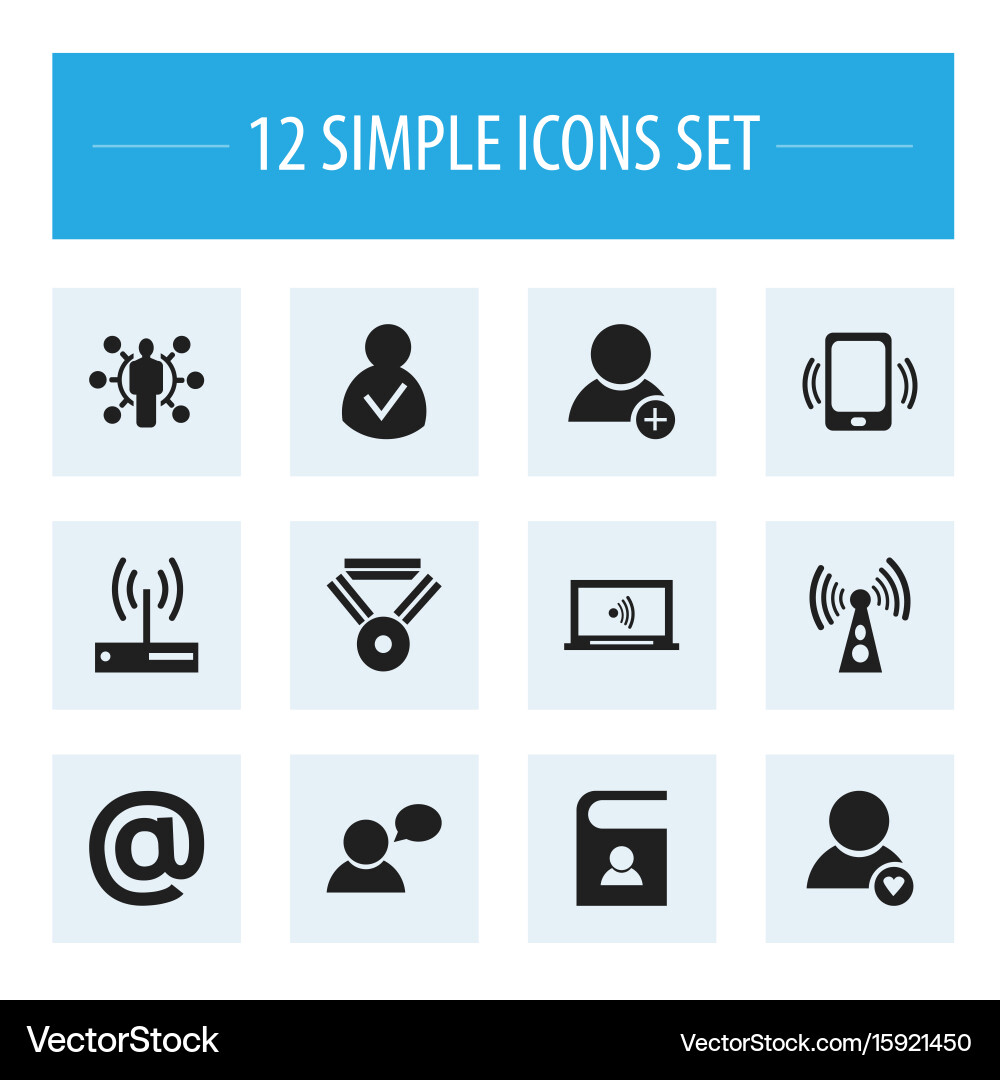 Set of 12 editable internet icons includes Vector Image