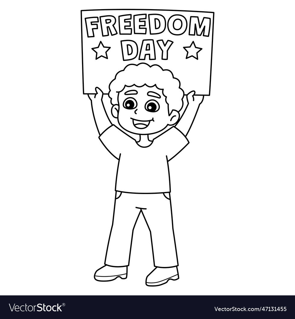 Boy with juneteenth freedom day banner isolated Vector Image