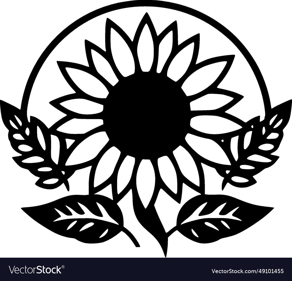 Sunflower - black and white Royalty Free Vector Image