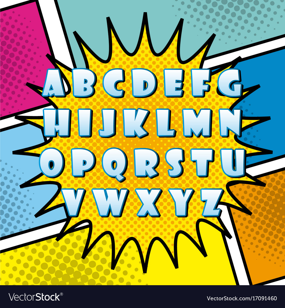 comic font alphabet pop art royalty free vector image free superhero font