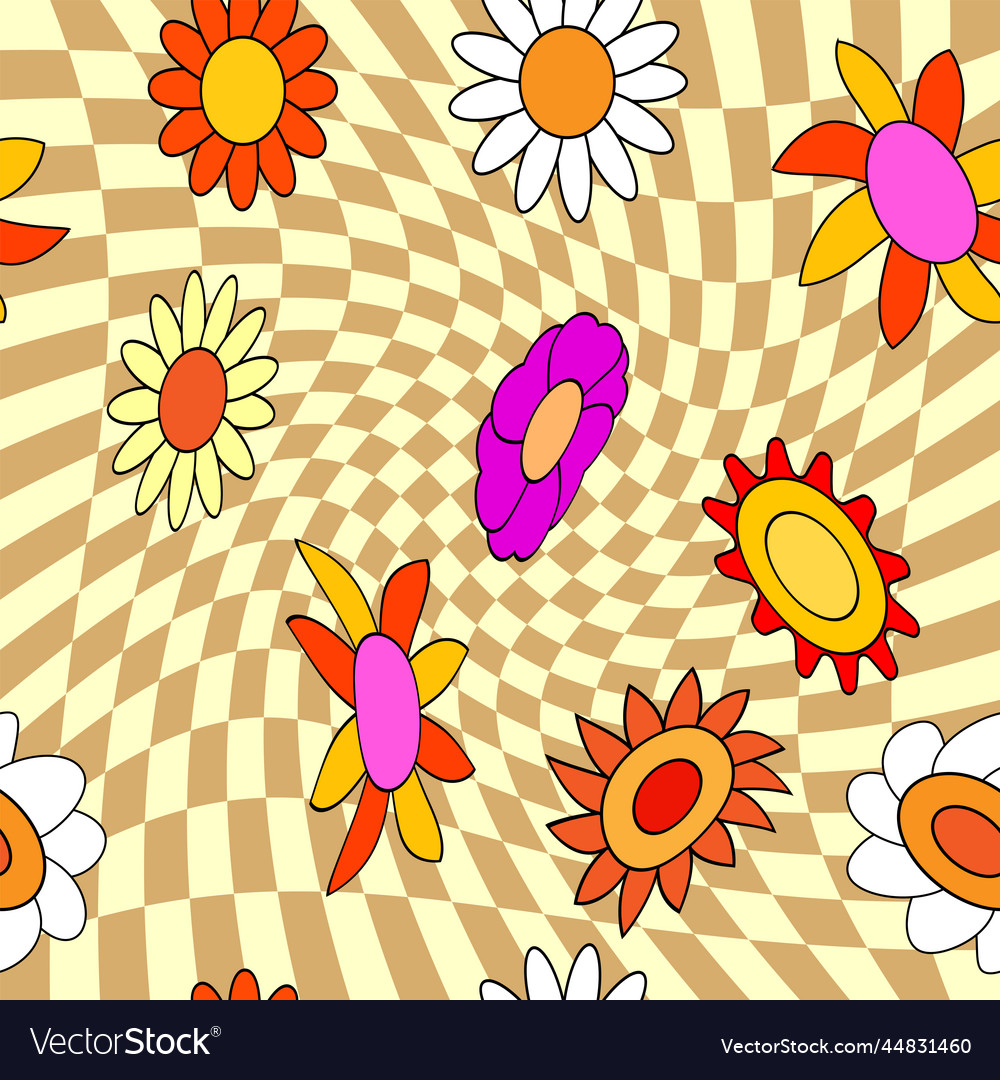 Hippie Groovy Flower Background By Mulew Art