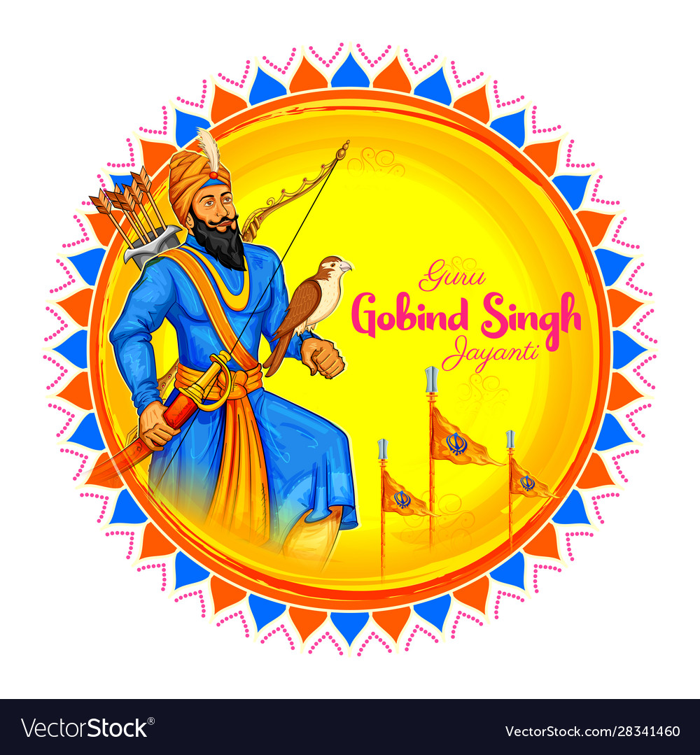 Happy guru gobind singh jayanti festival for sikh Vector Image
