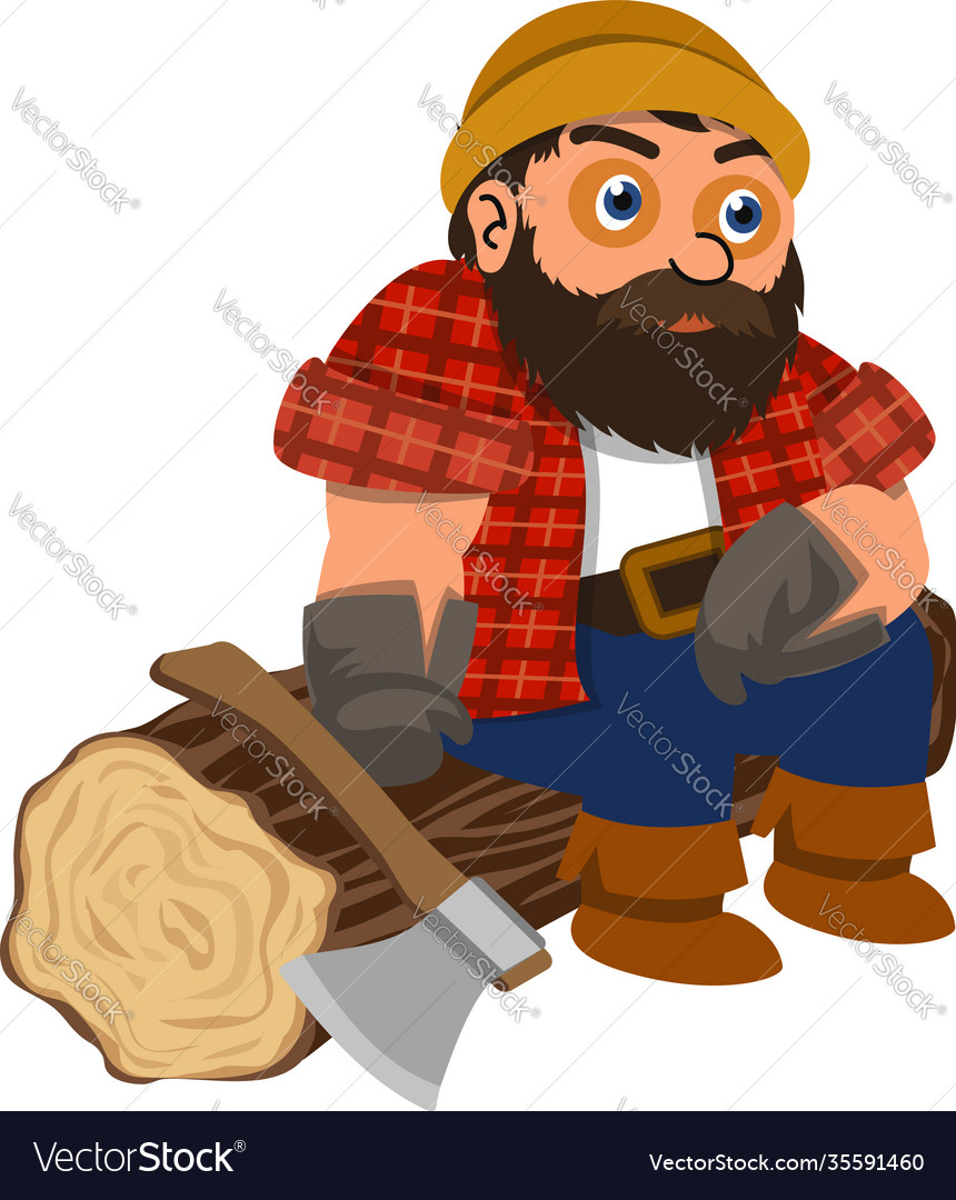 Lumberjack resting icon cartoon style Royalty Free Vector