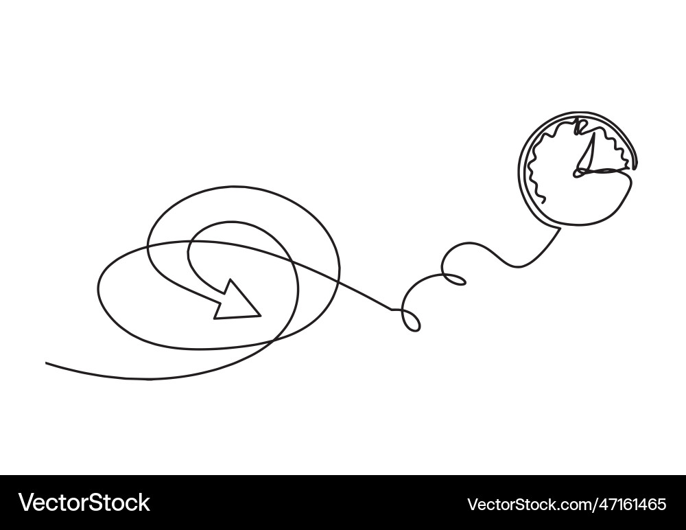 Abstract continuous lines arrows and clock Vector Image