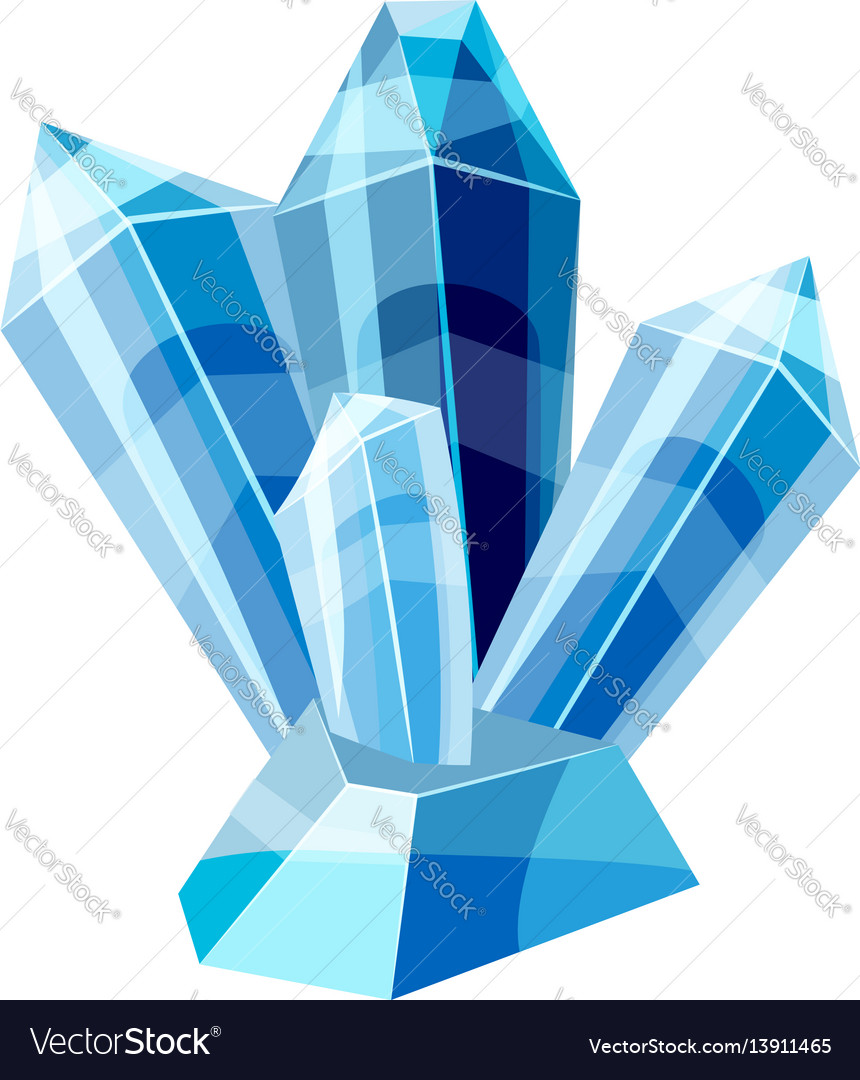 Blue crystals icon cartoon style