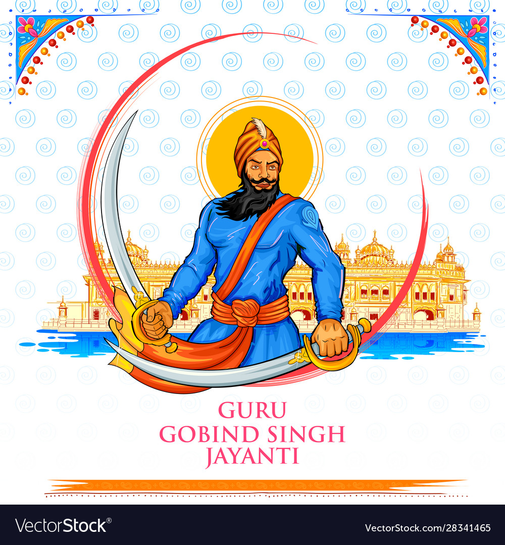 Happy guru gobind singh jayanti festival for sikh Vector Image