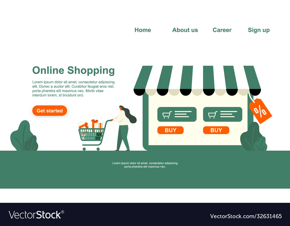 Online shopping green Royalty Free Vector Image