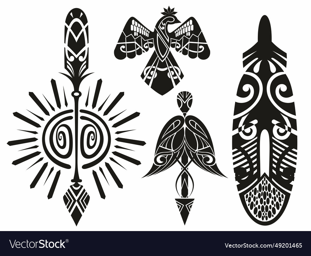 Symbol with feather eaglearrowsun Royalty Free Vector Image