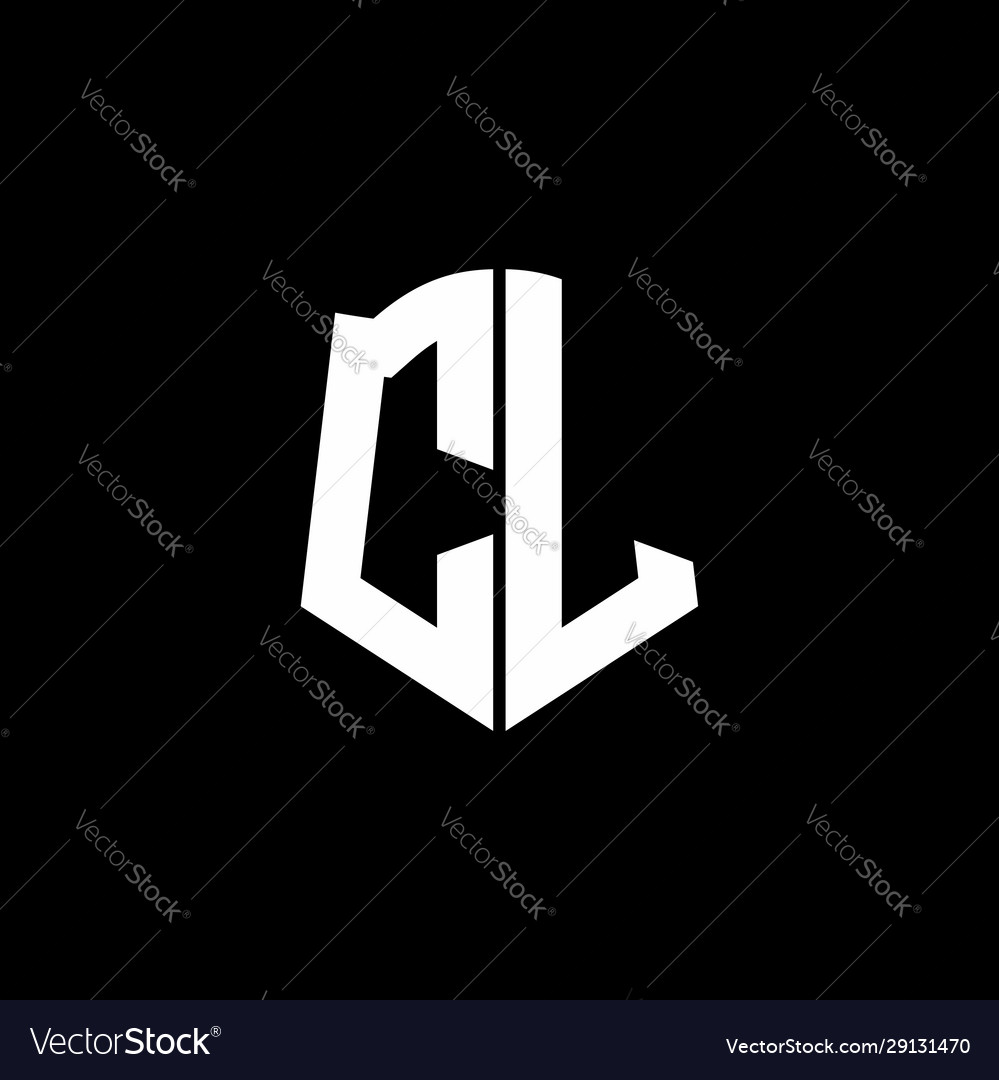 Cl monogram letter logo ribbon with shield style Vector Image